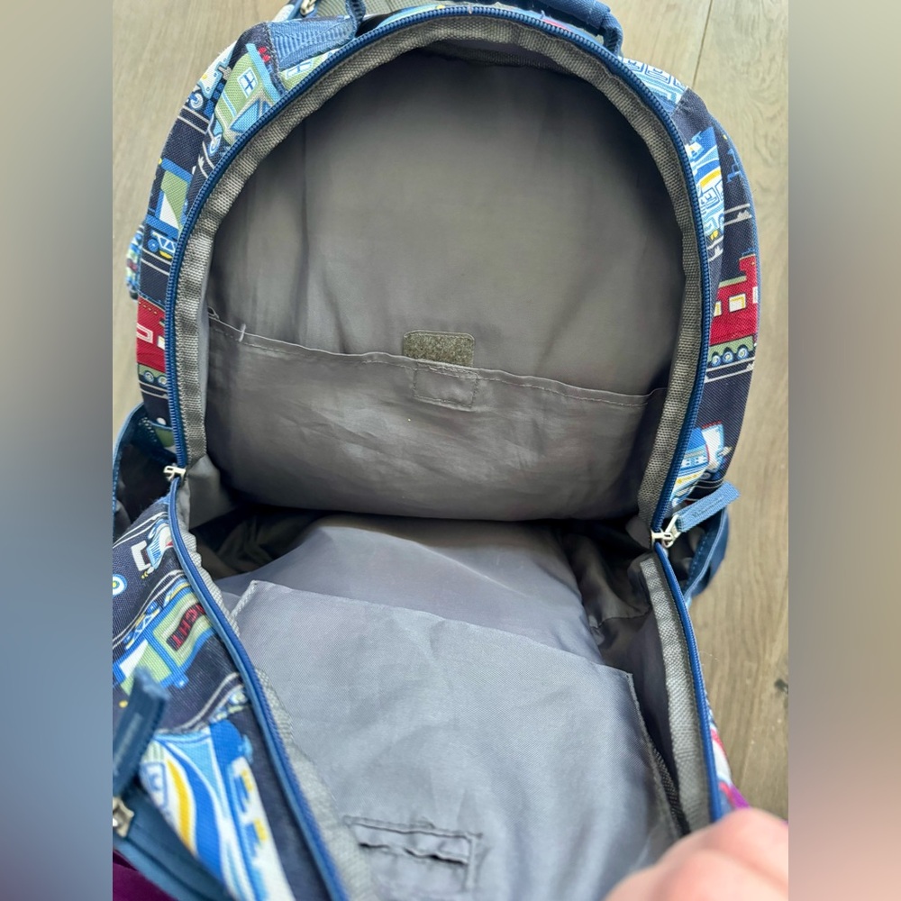 Pottery Barn Kids Mackenzie Rolling Backpack/Luggage Set Train Print - Picture 7 of 11